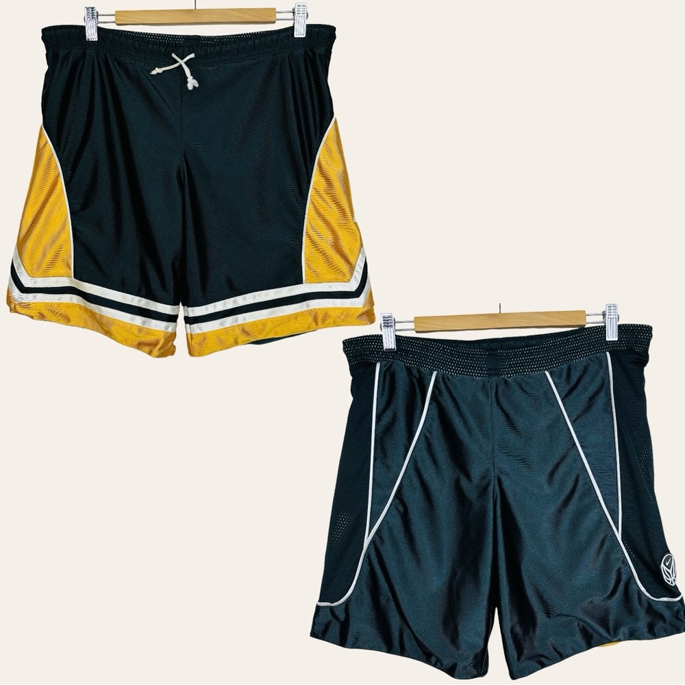 Nike Reversible Drawstring Gym Warm Up Loungewear Basketball Shorts Black Yellow